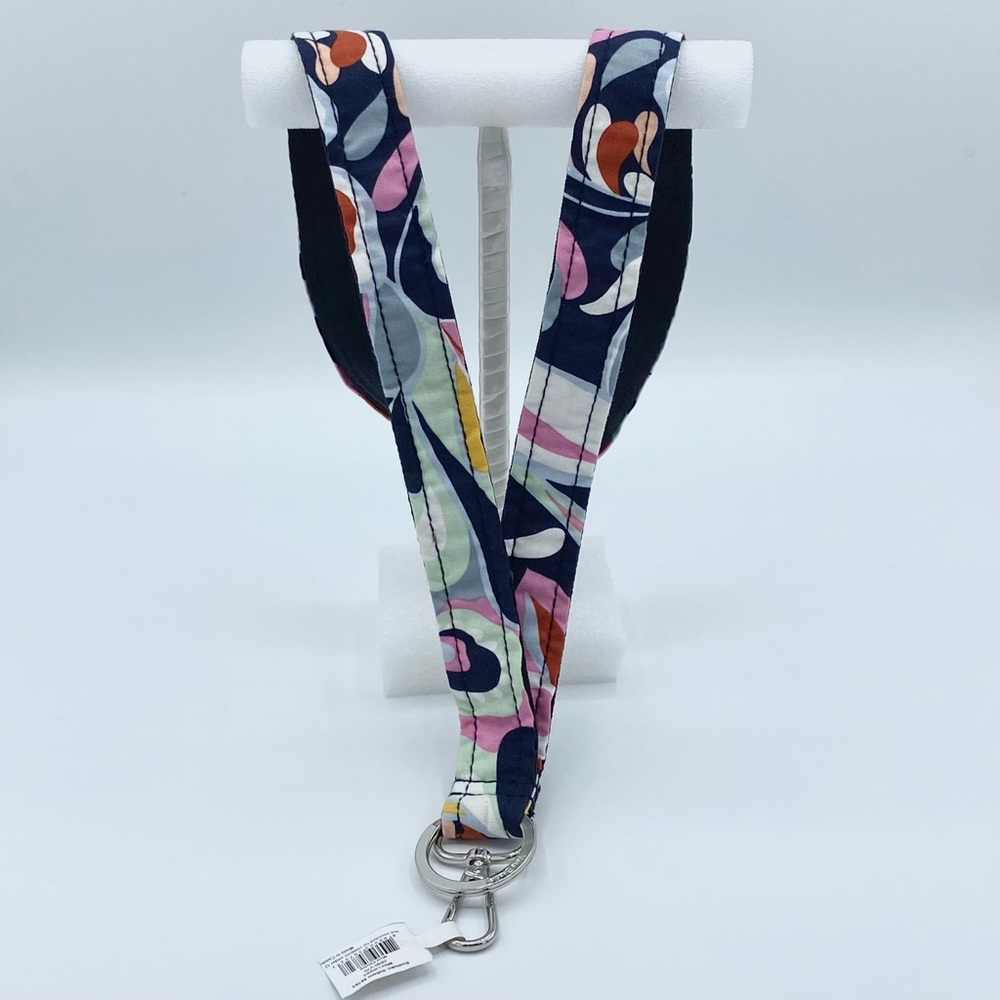 Vera Bradley Wide Lanyard Mod Paisley Print Multicolor/Navy Blue